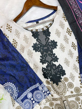 1450 Pakistani Embroidered Suit - Cream