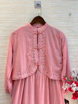 1208 Korean Jacket Gown Set - Blush Pink