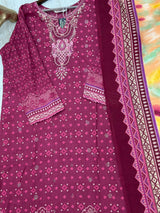 630 Premium Pakistani Lawn Suit - Maroon