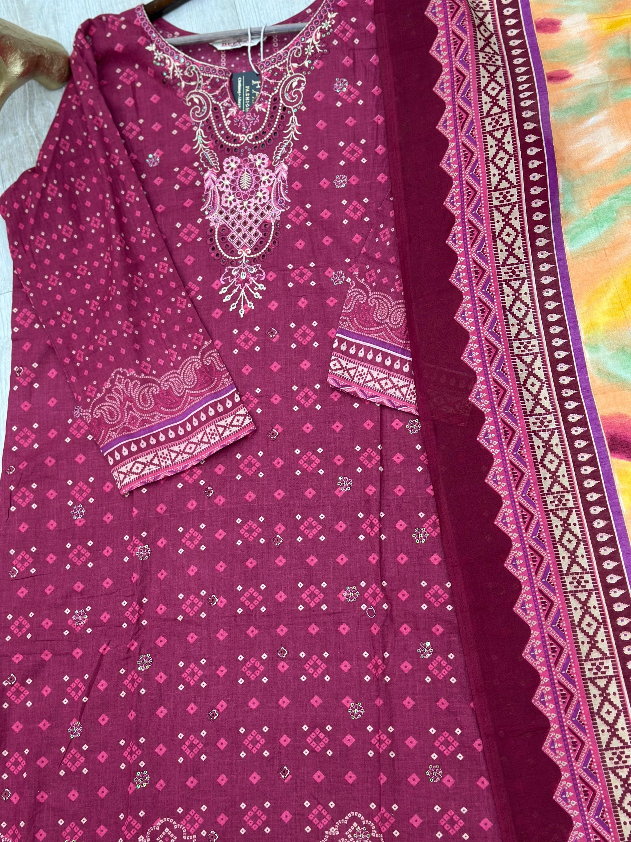 630 Premium Pakistani Lawn Suit - Maroon