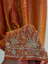 1204 Floral Hand-Work Partywear - Burnt Orange