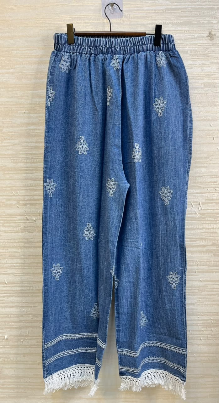 1189 Embroidered Denim Coordset - Light Blue