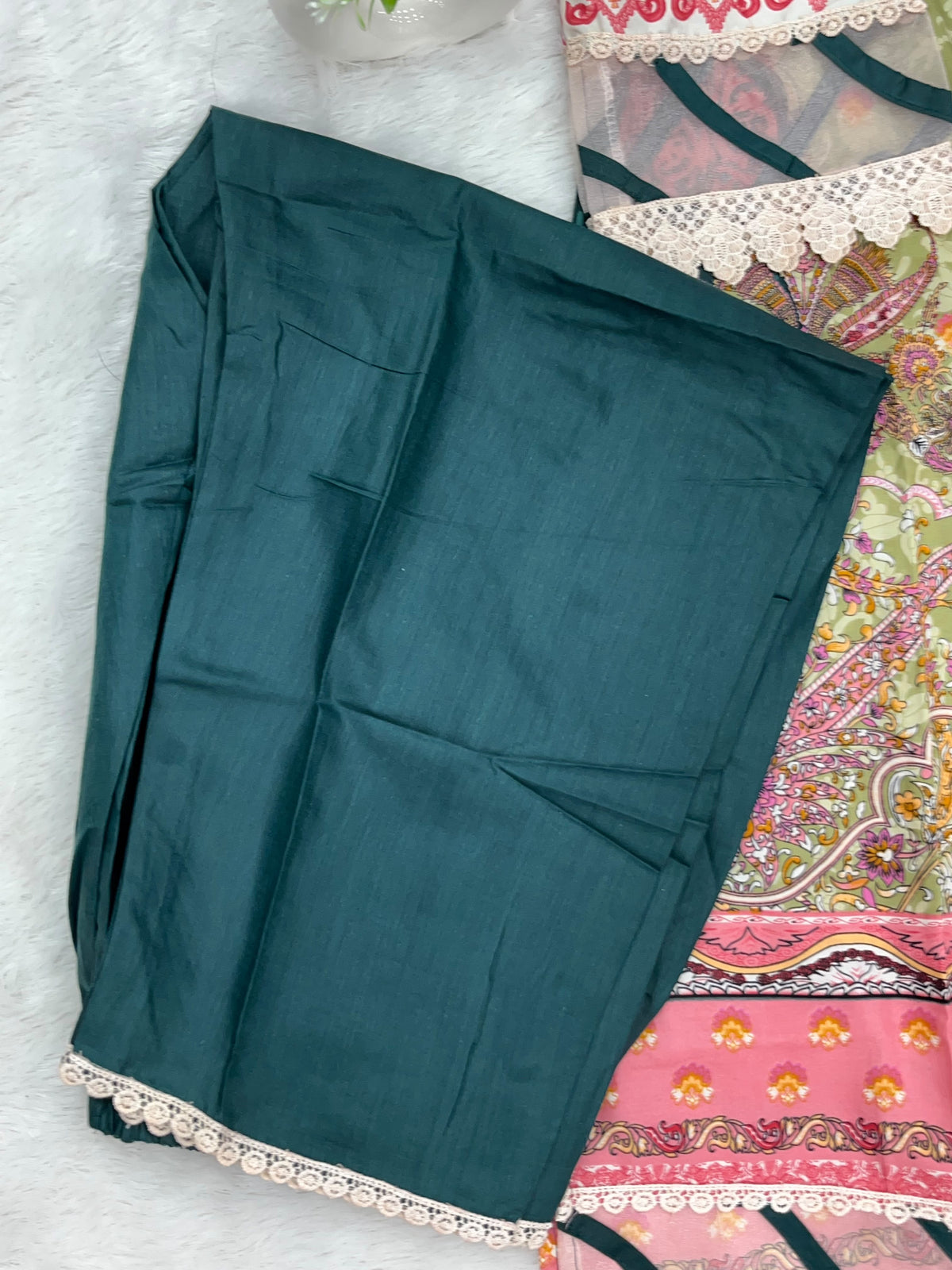 1449 Pakistani Embroidered Suit - Pista Green