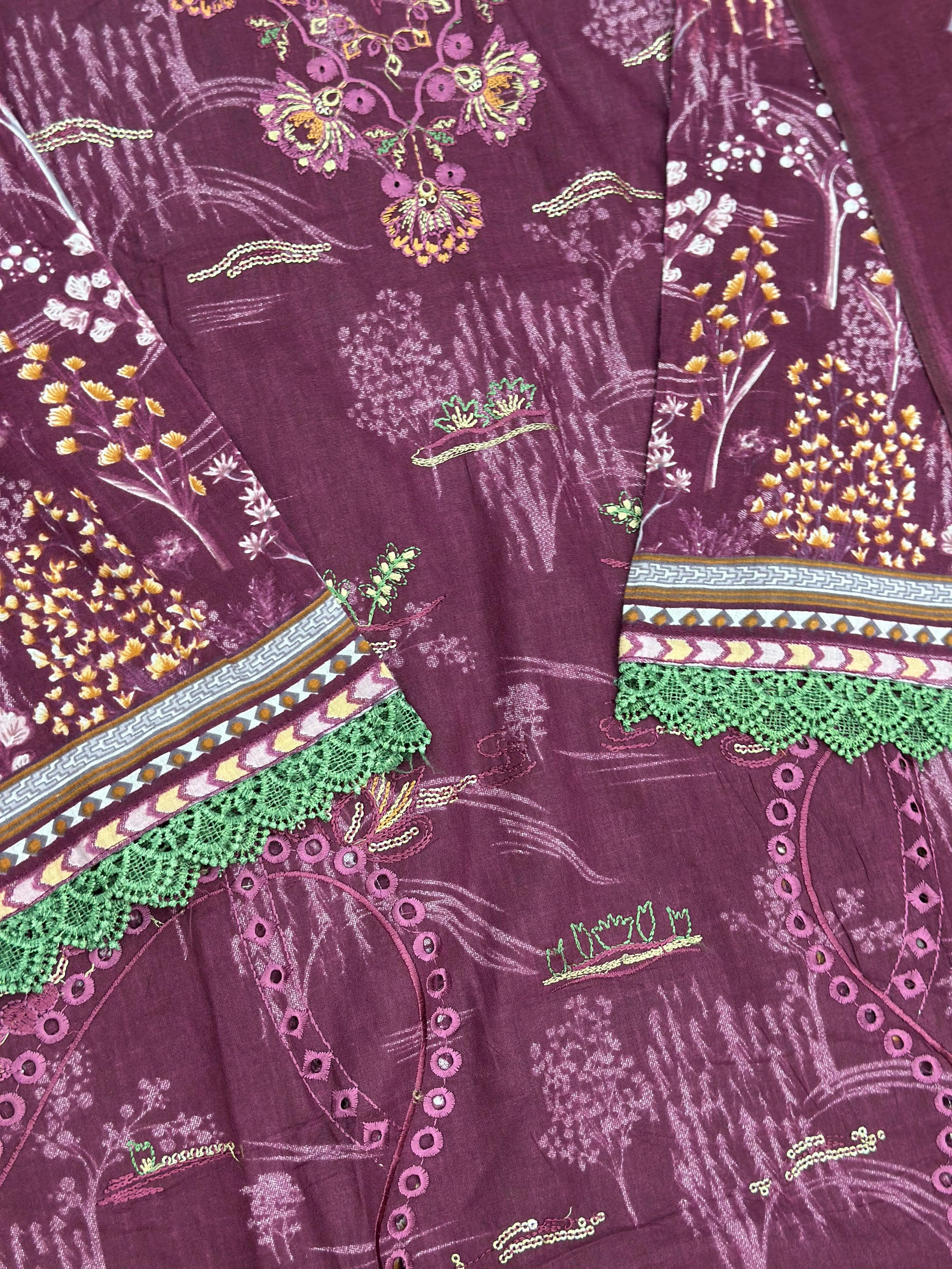628 Premium Pakistani Lawn Suit - Terracotta