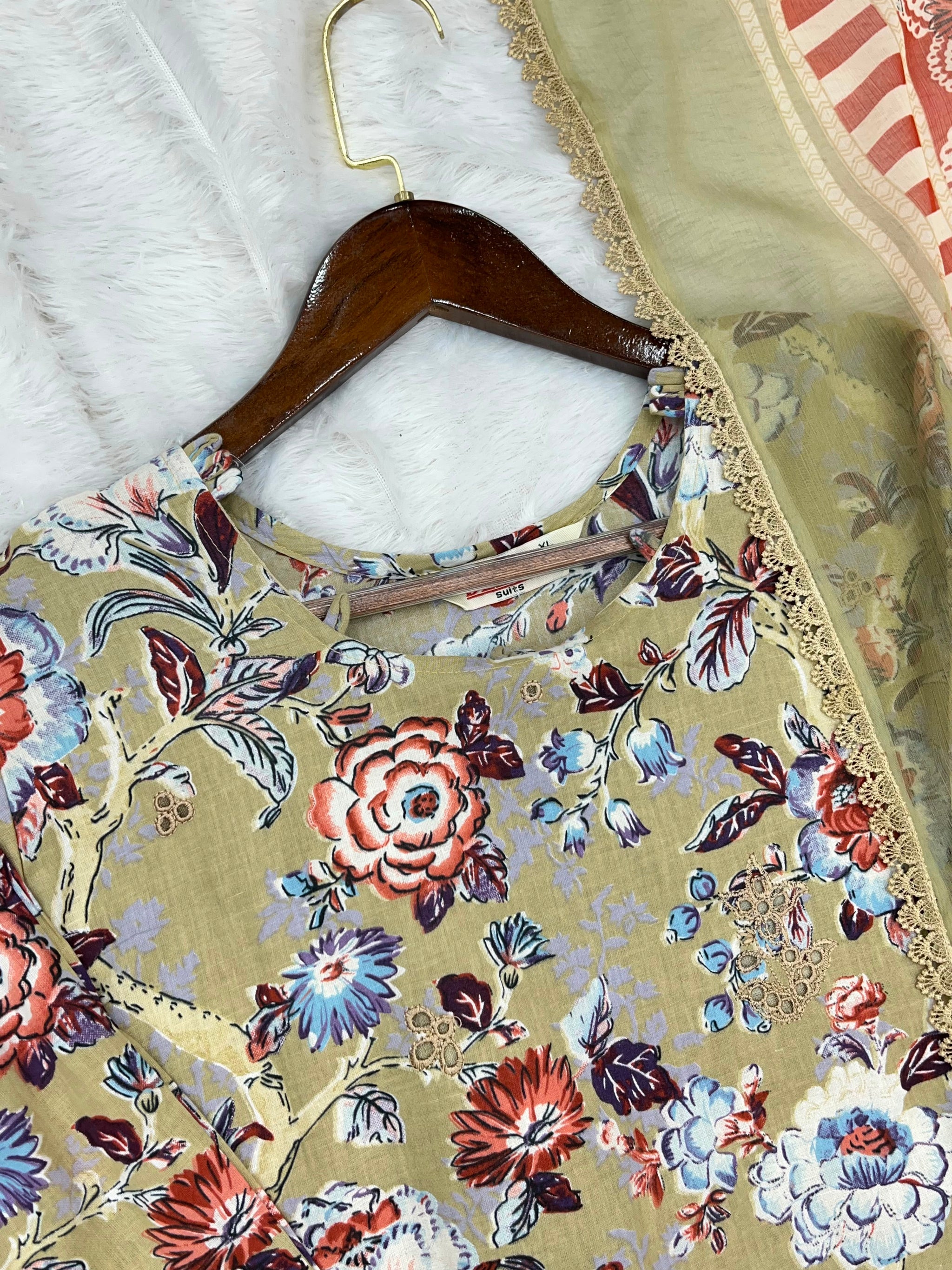 1337 Pakistani Lawn Suit - Beige