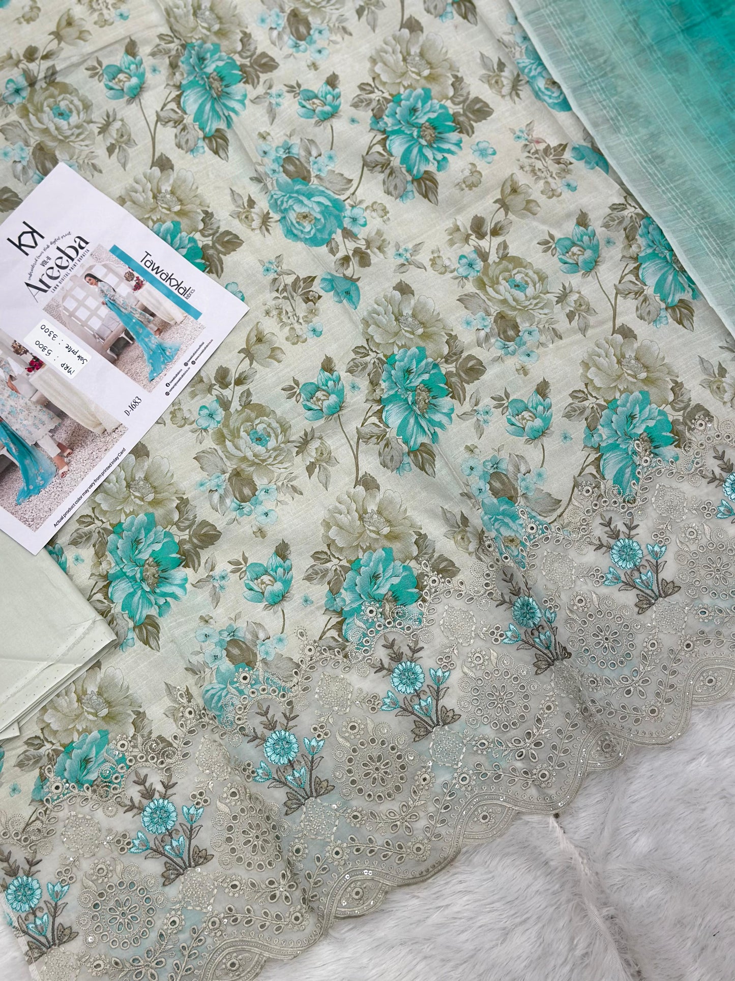 888 Unstitched OG Areeba by Tawakkal Fabrics Embroidered Lawn Suit