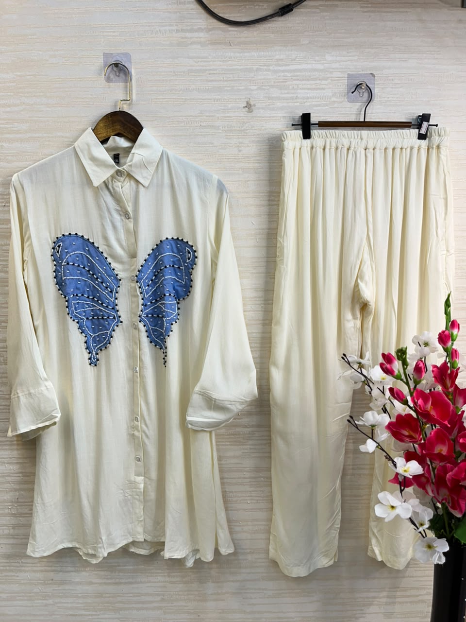 1190 Butterfly Linen Coord-Set - Cream