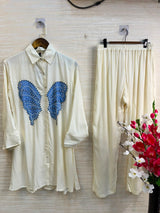 1190 Butterfly Linen Coord-Set - Cream