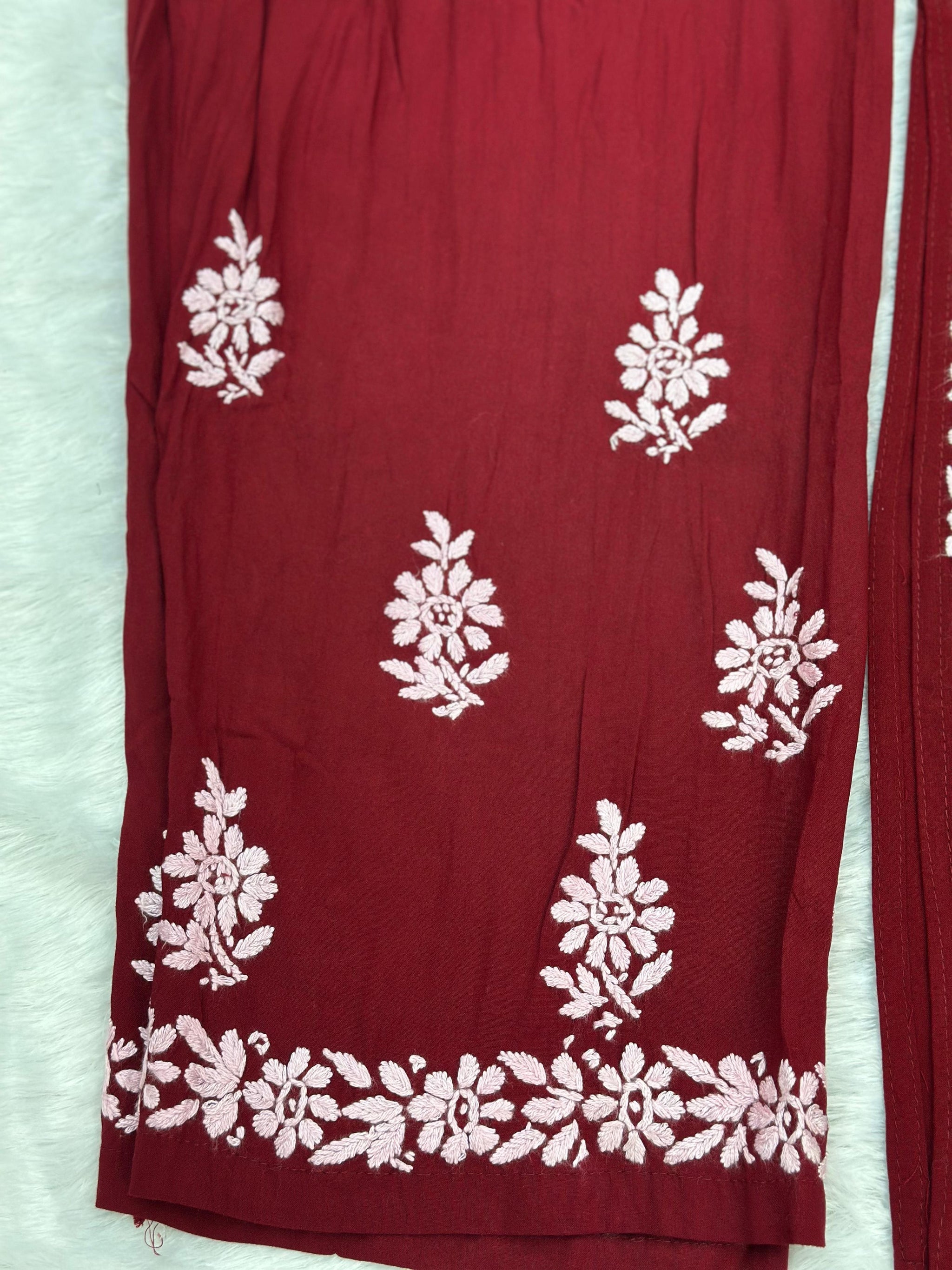 661 Lucknowi Palazzo Set - Maroon