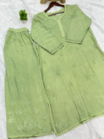 693 Lucknowi Palazzo Set - Pistachio Green