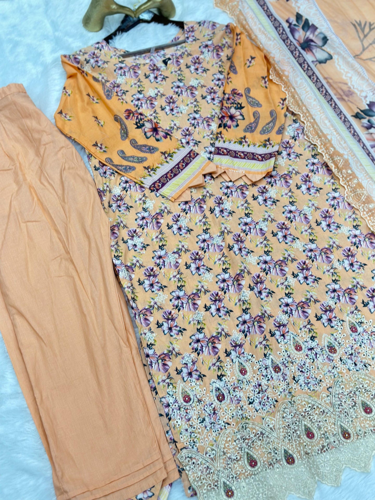 682 Pakistani Lawn Suit - Orange