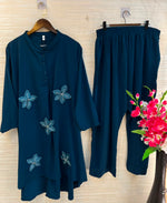 1202 Floral Patch Work Coord Set - Teal Blue