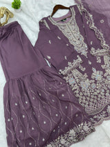 655 Pakistani Party-wear Gharara Set - Dusty Plum
