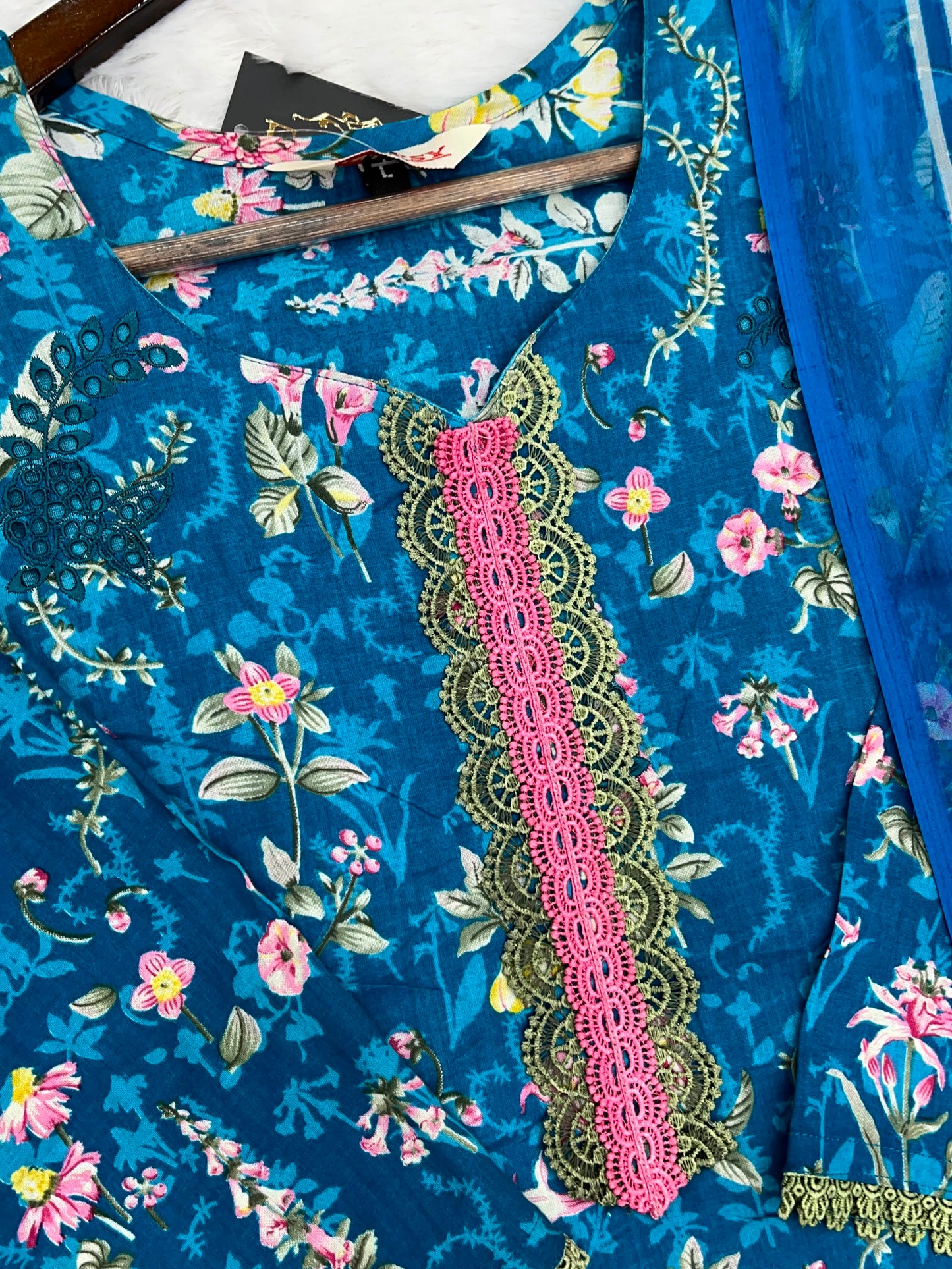 1320 Pakistani Chikankari Lawn Suit -  Blue