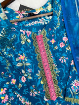 1320 Pakistani Chikankari Lawn Suit -  Blue