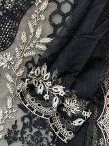 1437 Pakistani Unstitched Partywear - Black