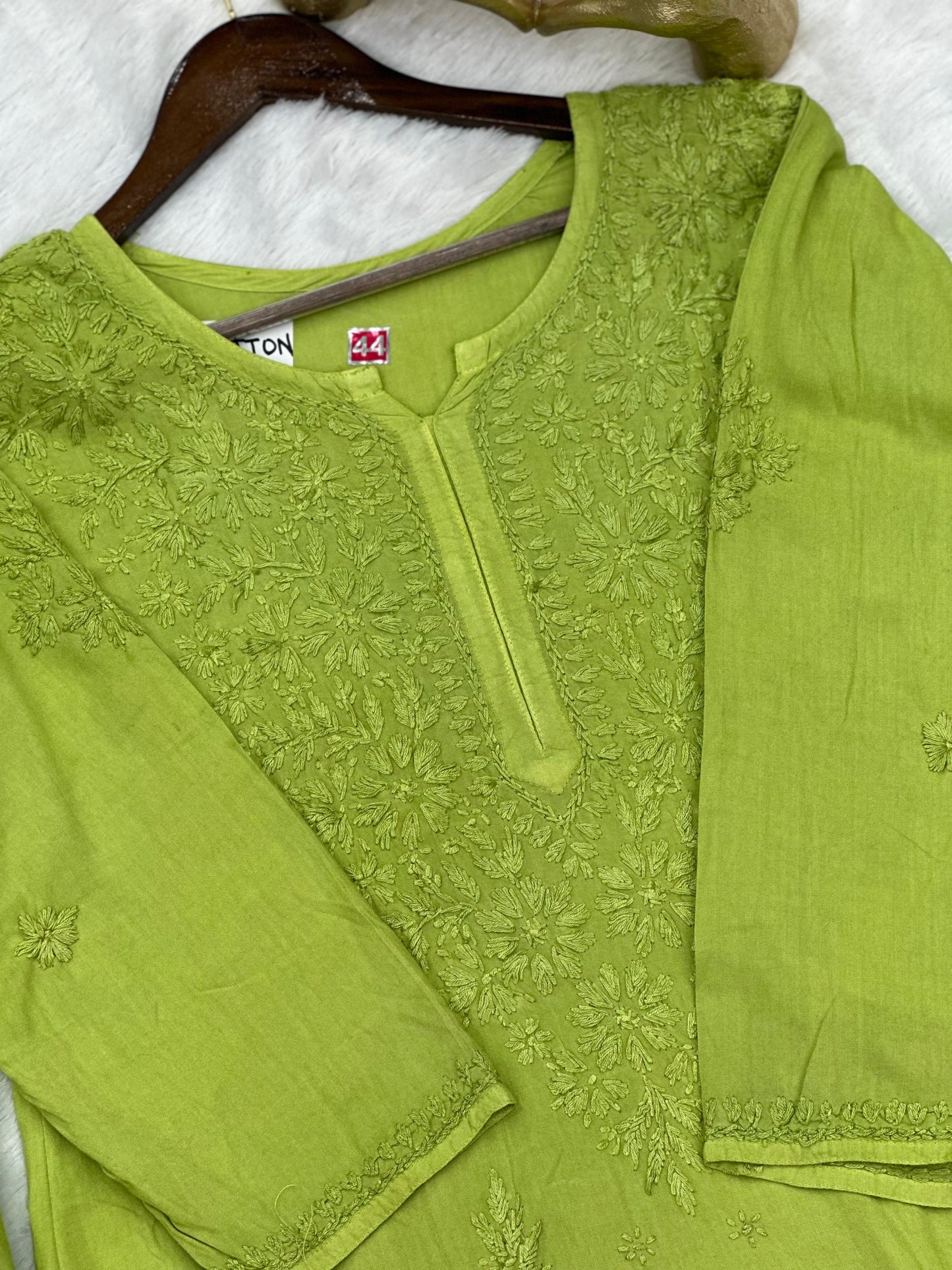 693 Lucknowi Palazzo Set - Parrot Green