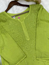 693 Lucknowi Palazzo Set - Parrot Green