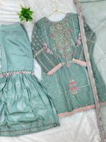 1458 Pakistani Gharara Set - Pistachio Green