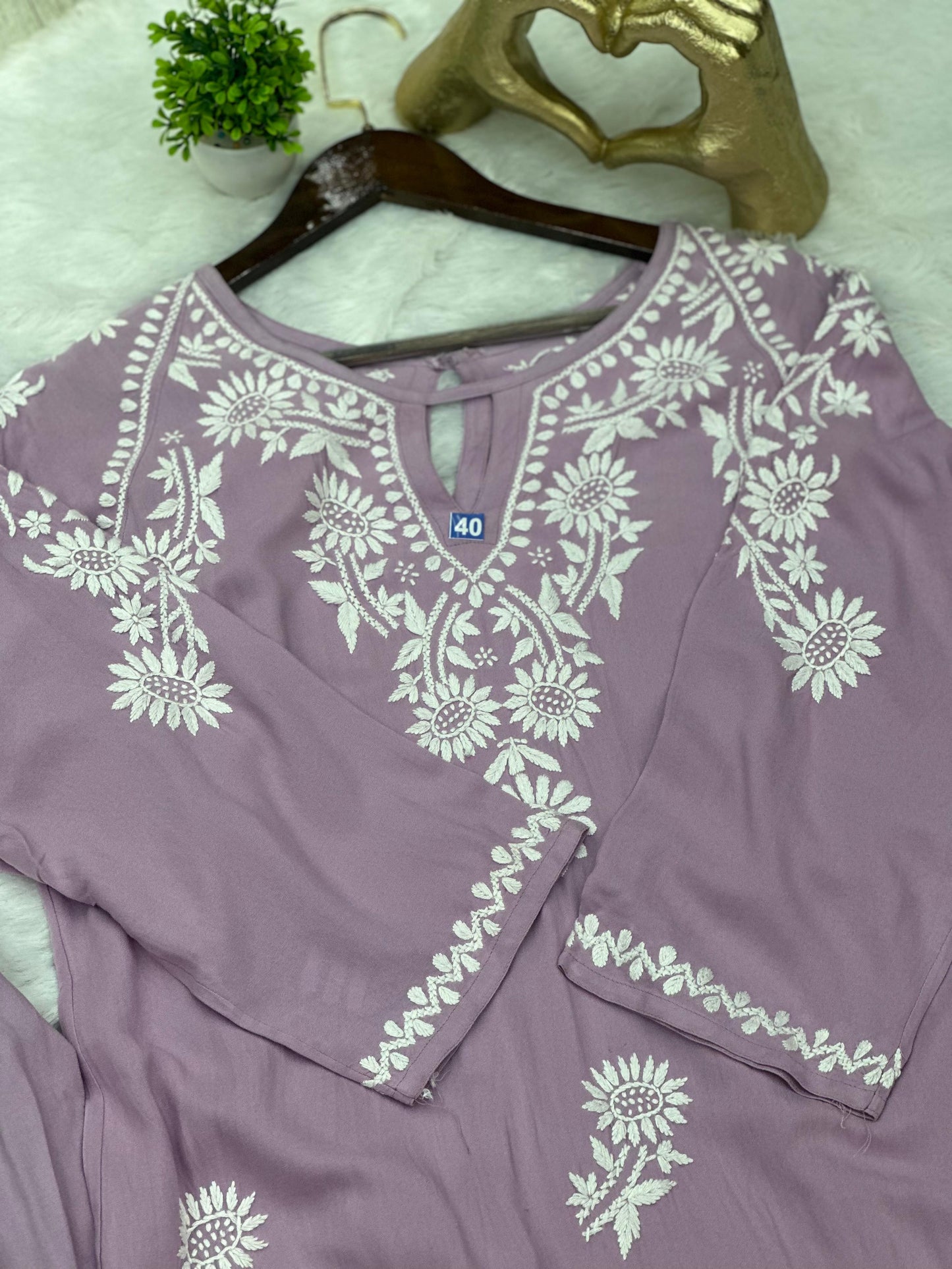 668 Lucknowi Palazzo Set - Lavender