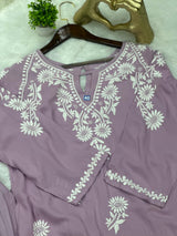 668 Lucknowi Palazzo Set - Lavender