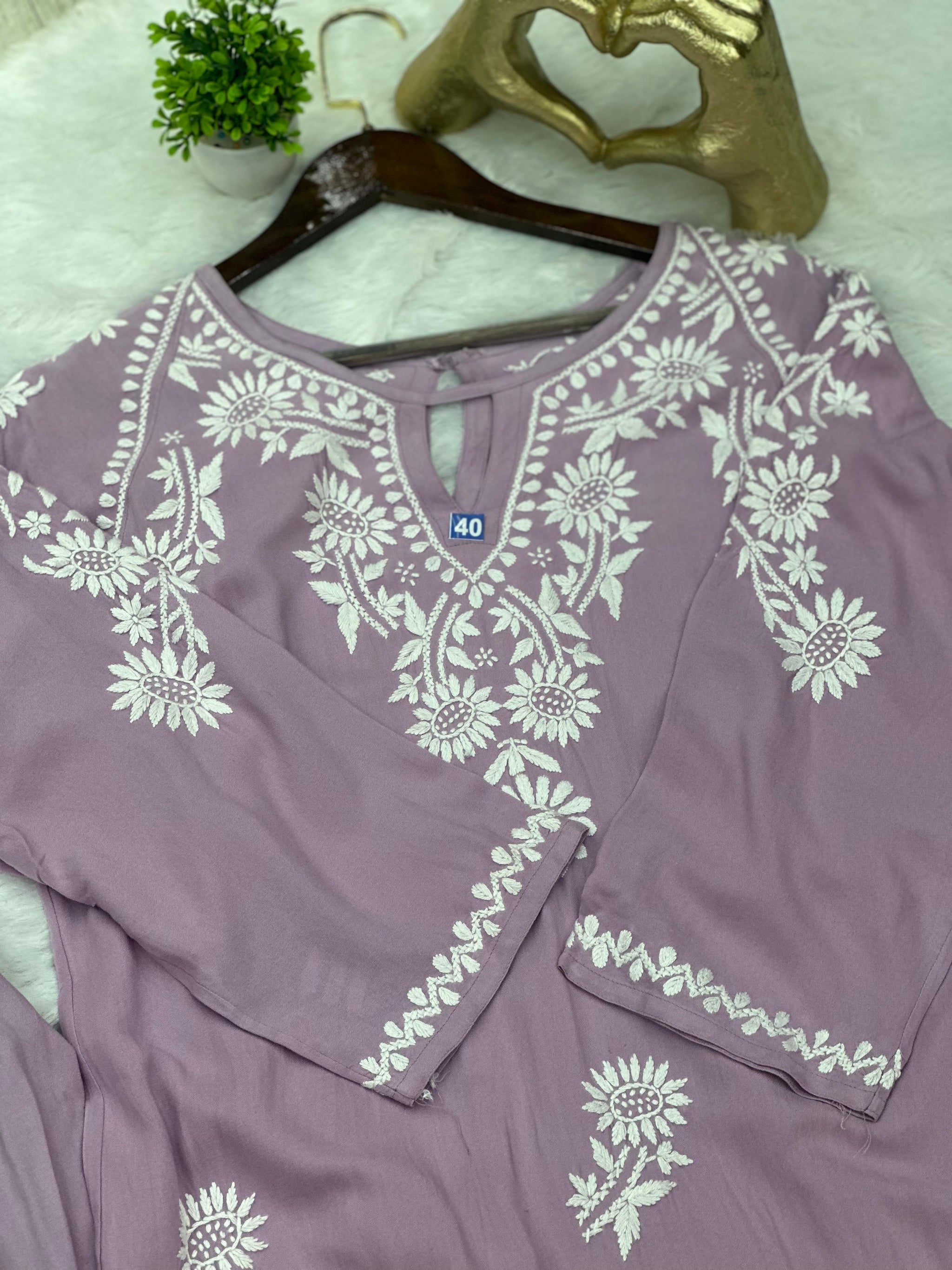 668 Lucknowi Palazzo Set - Lavender