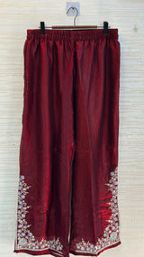 1204 Floral Hand-Work Partywear - Wine Red