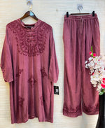 1205 Kashmiri Embroidered Coord Set - Onion Pink