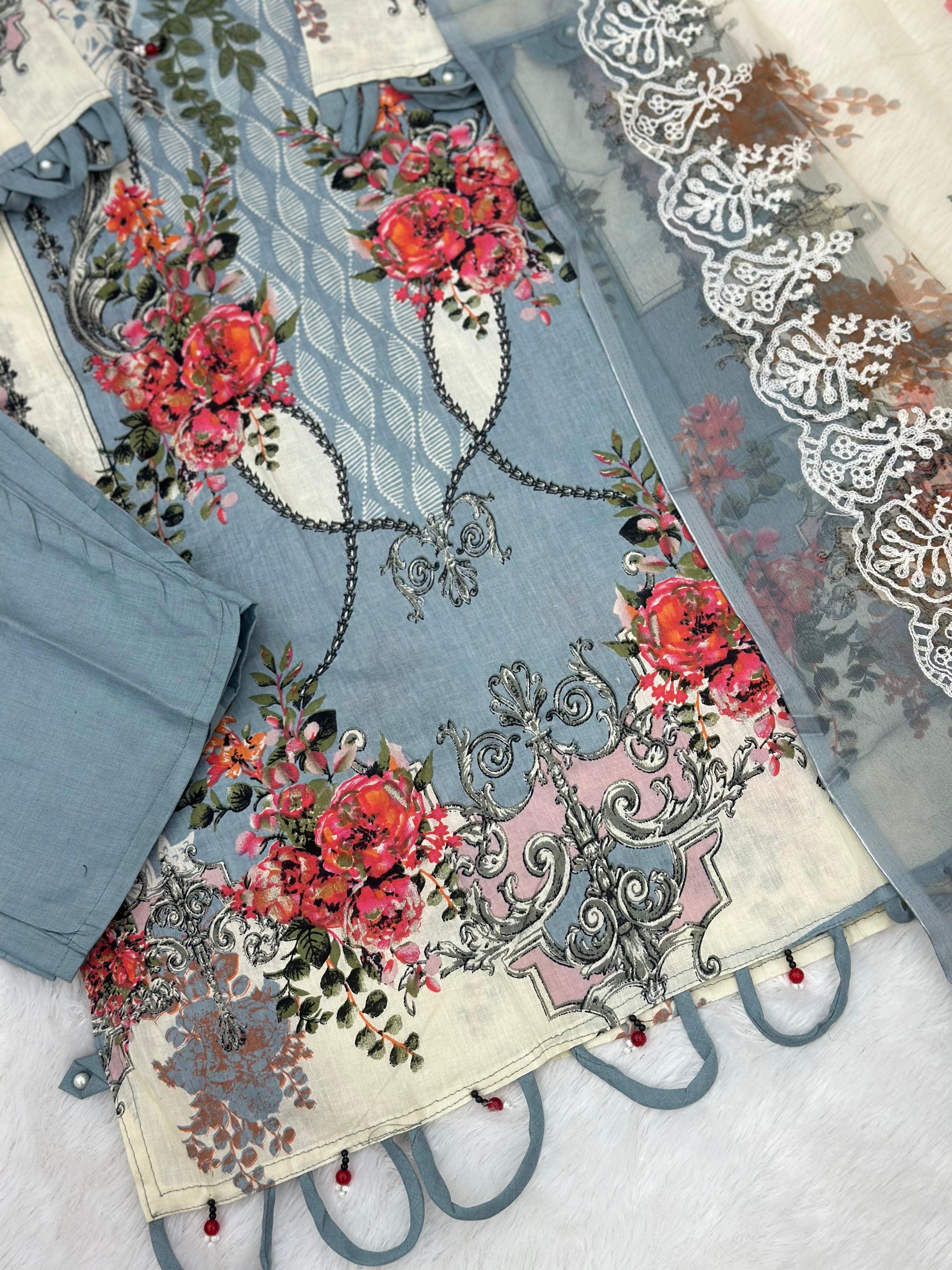 785 Readymade Jade Pakistani Floral Printed Lawn Suit