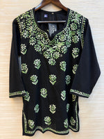 617 Lucknowi Short Kurti Set  Black - Green