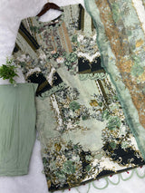 787 Readymade Jade Pakistani Floral Printed Lawn Suit