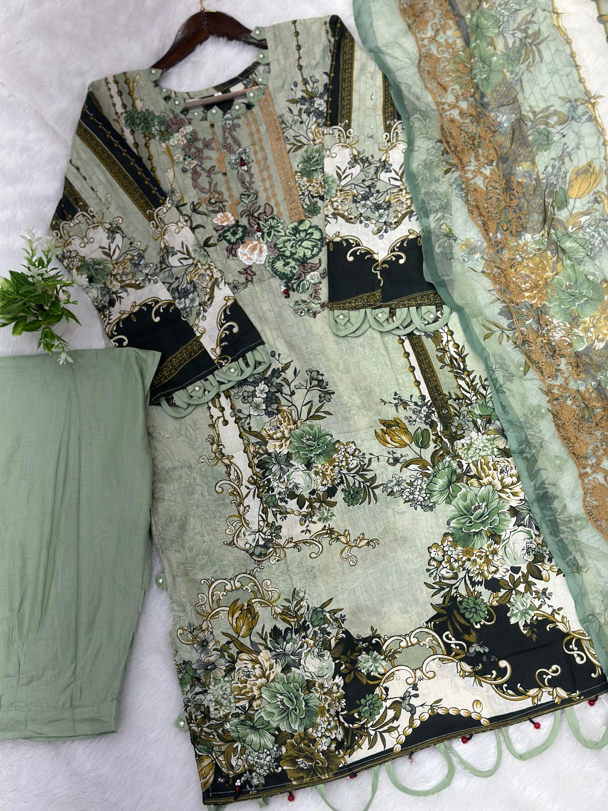 787 Readymade Jade Pakistani Floral Printed Lawn Suit