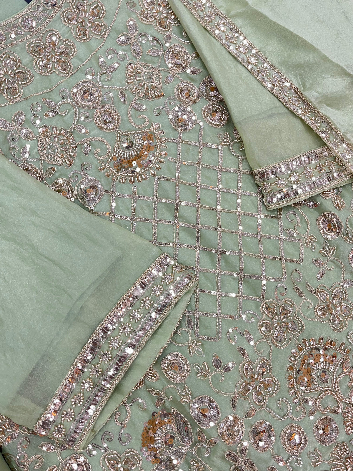 1427 Heavy Pakistani Partywear - Pista Green