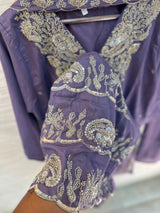 1204 Floral Hand-Work Partywear - Purple