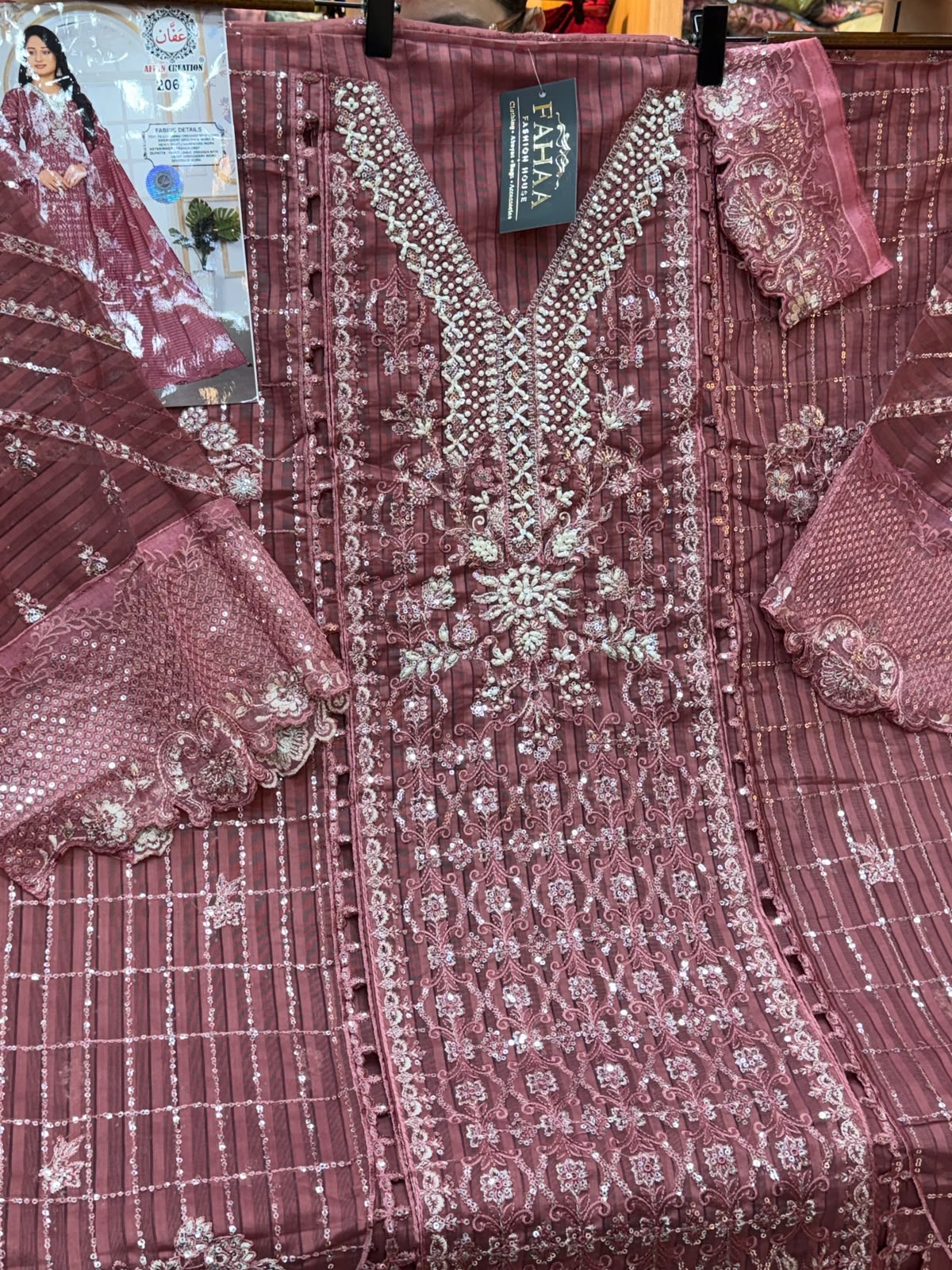 1436 Pakistani Unstitched Partywear - Onion Pink