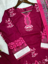 1451 Pakistani Embroidered Suit - Wine Red