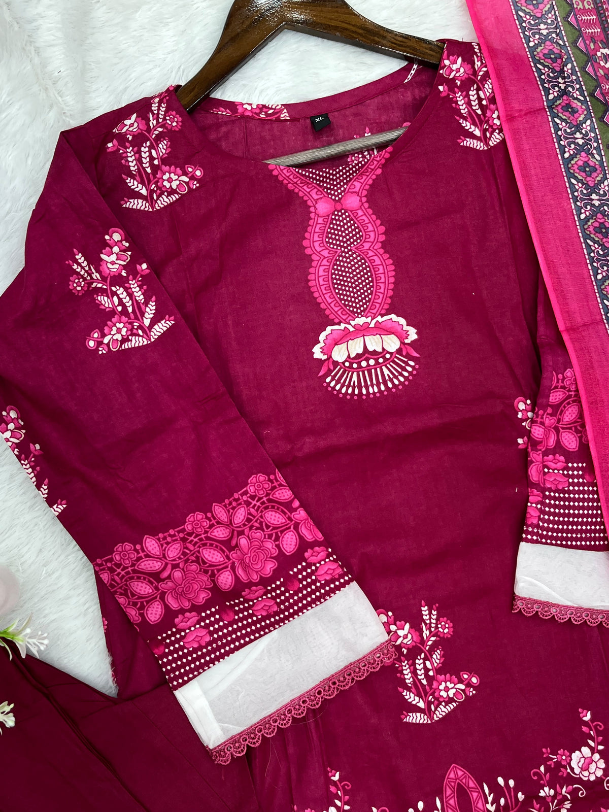 1451 Pakistani Embroidered Suit - Wine Red