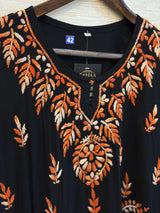 617 Lucknowi Short Kurti Set  Black - Orange