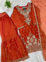 1426 Heavy Pakistani Partywear - Orange