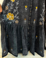 1193 Embroidered Denim Gown - Black