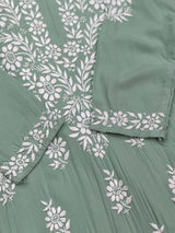 662 Lucknowi Palazzo Set - Pista Green