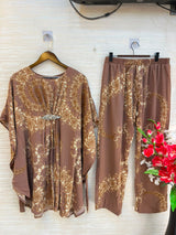 1201 Kaftan Coord Set - Mocha Brown