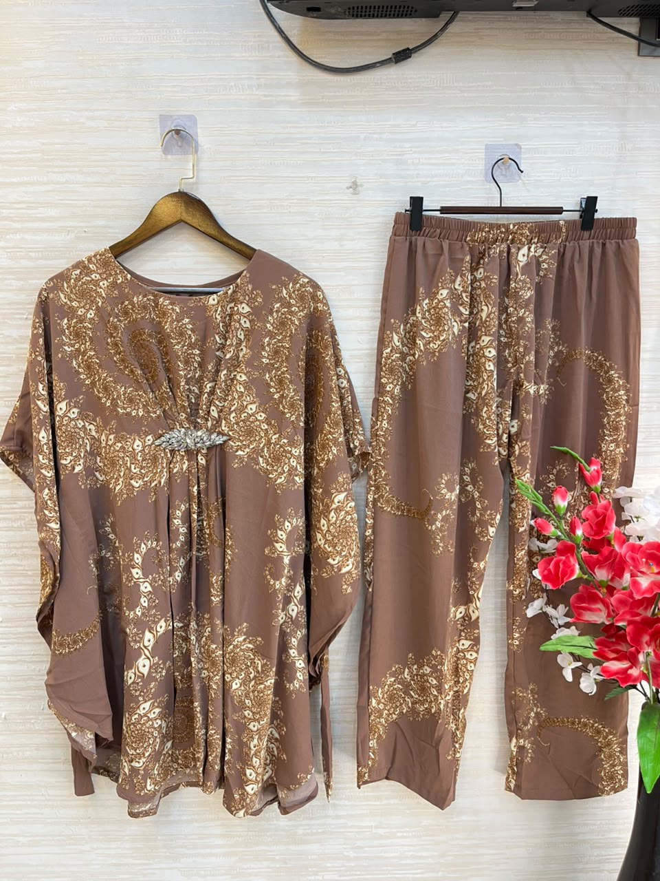 1201 Kaftan Coord Set - Mocha Brown