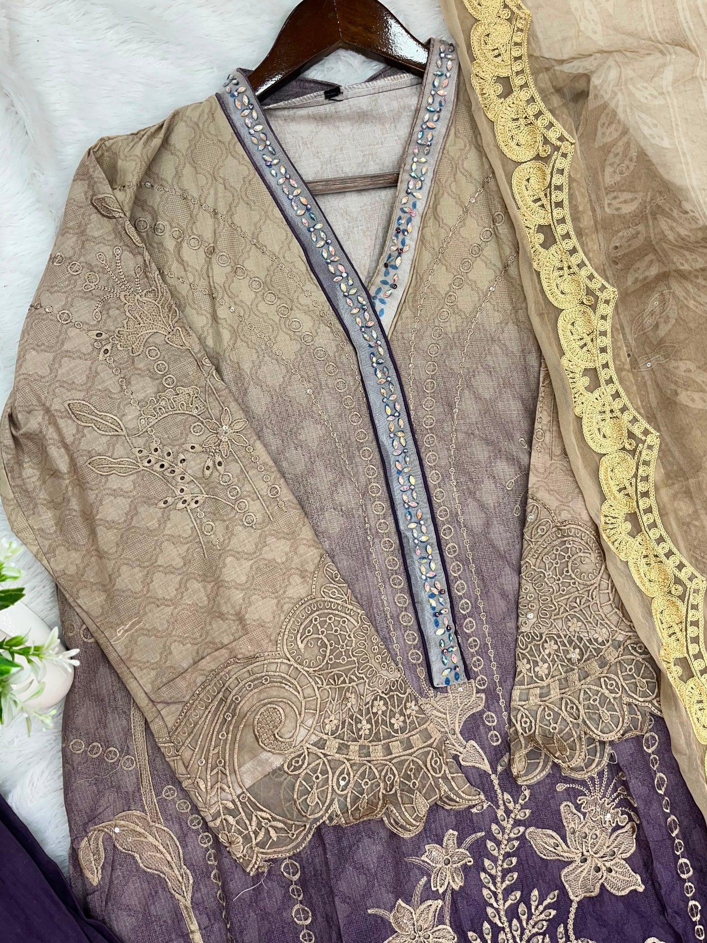 1327 Maria-B Pakistani Lawn Suit - Purple