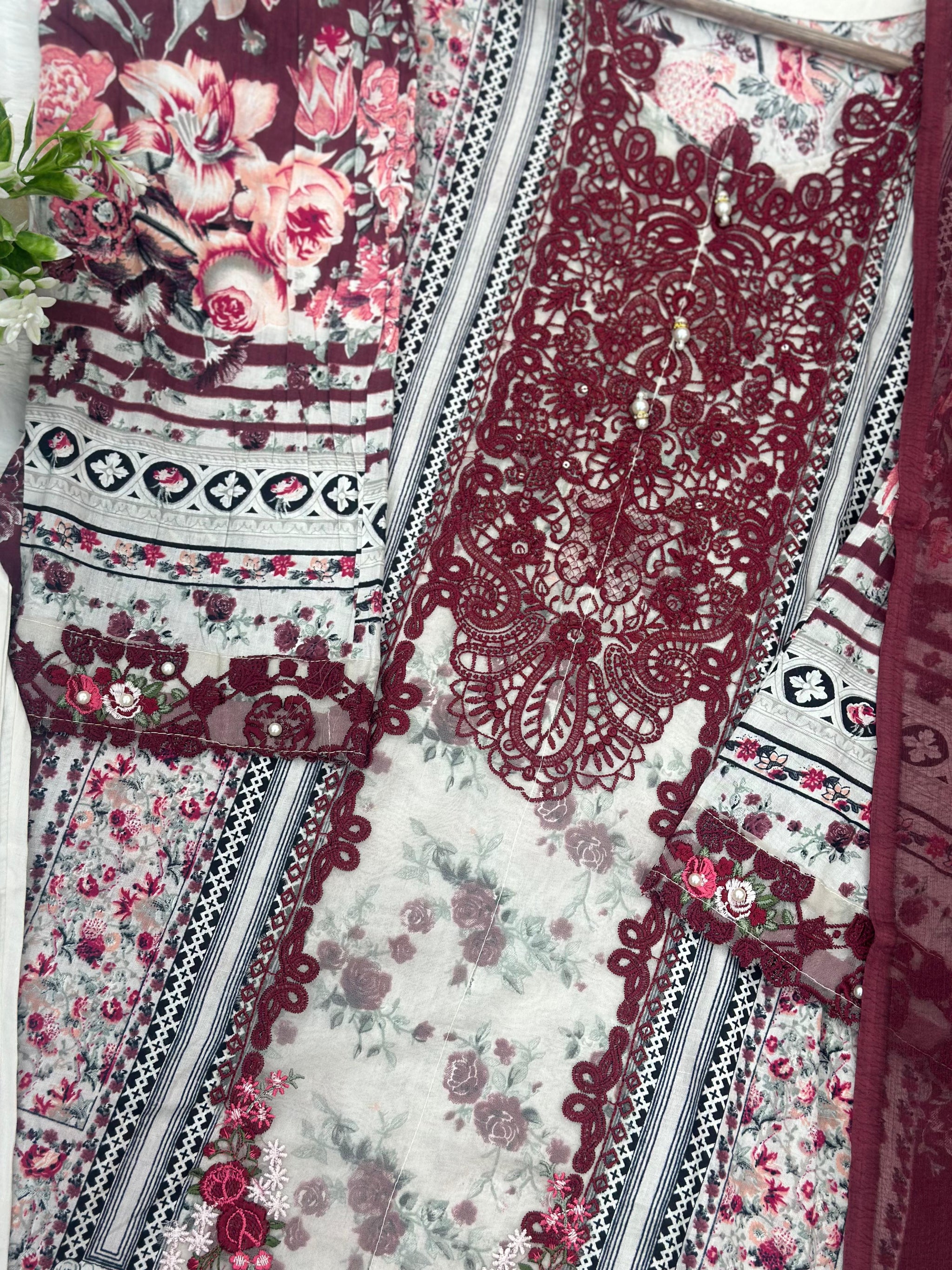 745 Readymade Elaf Pakistani Floral Printed Lawn Suit