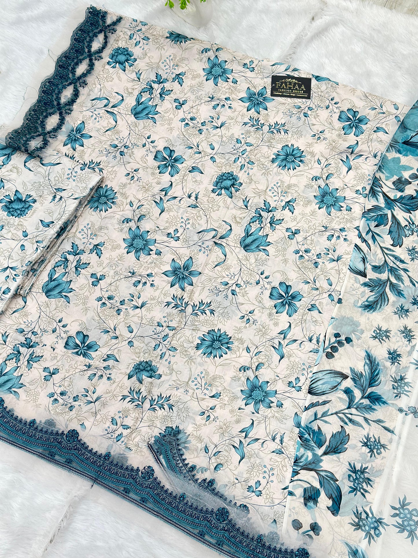 884 Unstitched OG Jade Jasmine 3pc lawn suit