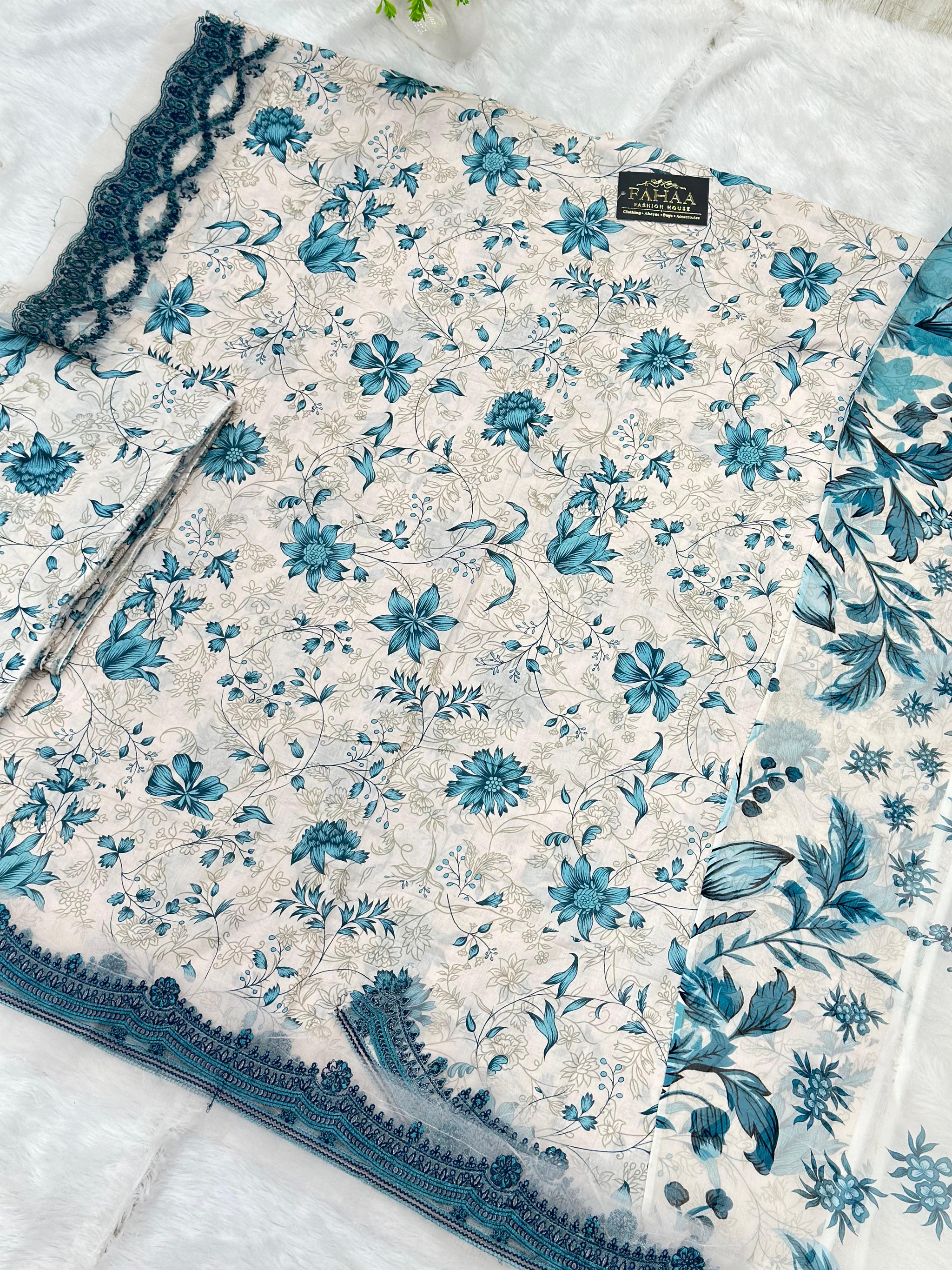 884 Unstitched OG Jade Jasmine 3pc lawn suit