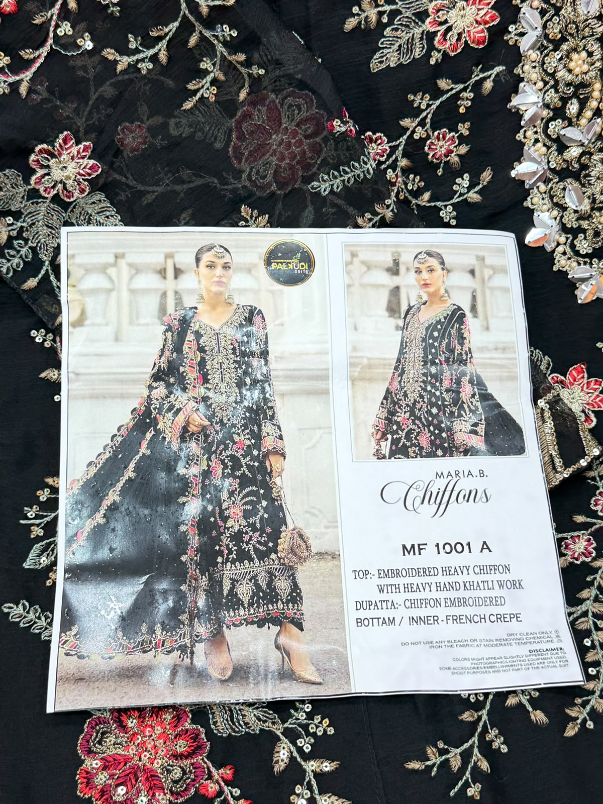 1439 Maria-B Unstitched Partywear - Black