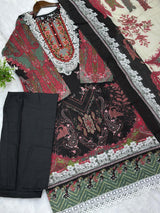 740 Readymade Jade Pakistani Floral Printed Lawn Suit - Black