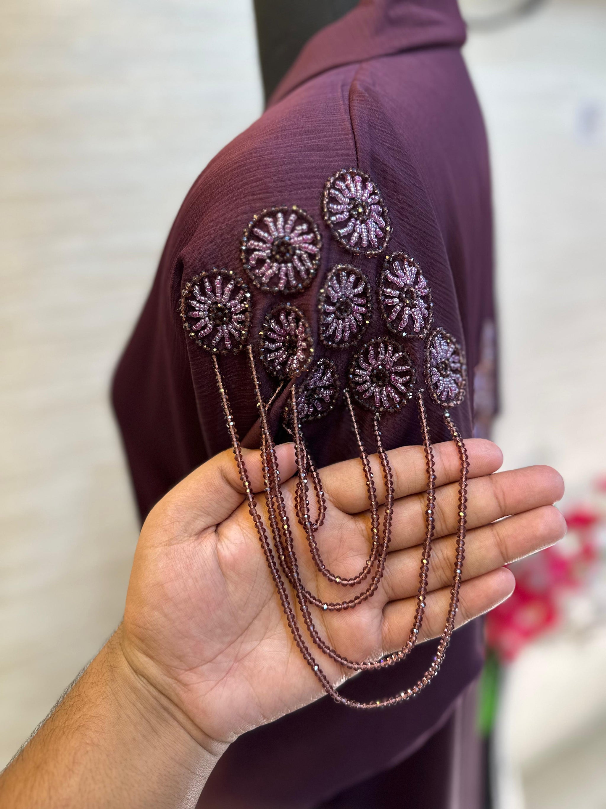 1115 The Premium Abaya - Wine Plum